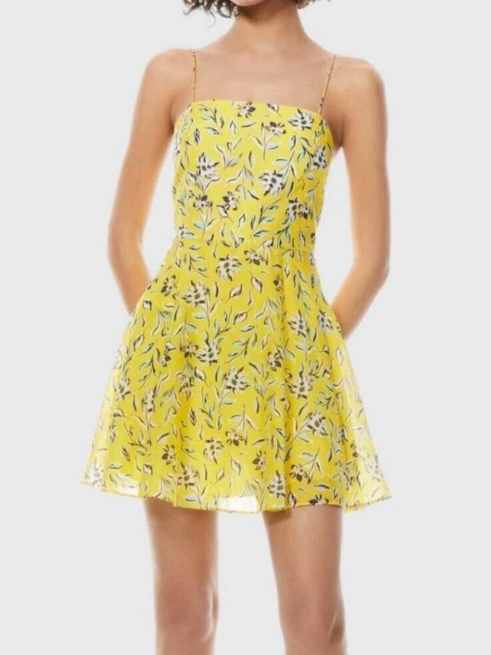 Alice + Olivia Yellow Floral Mini Dress